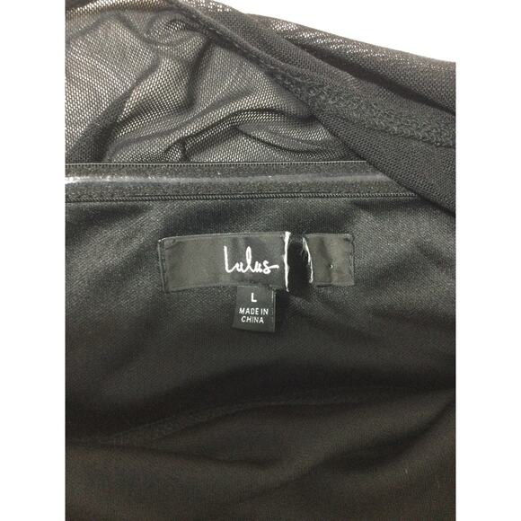 LULU'S SZ L Stunning Essence Black Mesh One-Shoulder Mermaid Maxi Dress B56 - Picture 8 of 9